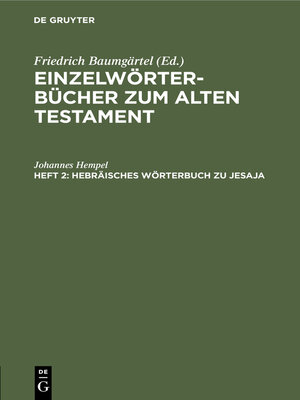 cover image of Hebräisches Wörterbuch zu Jesaja